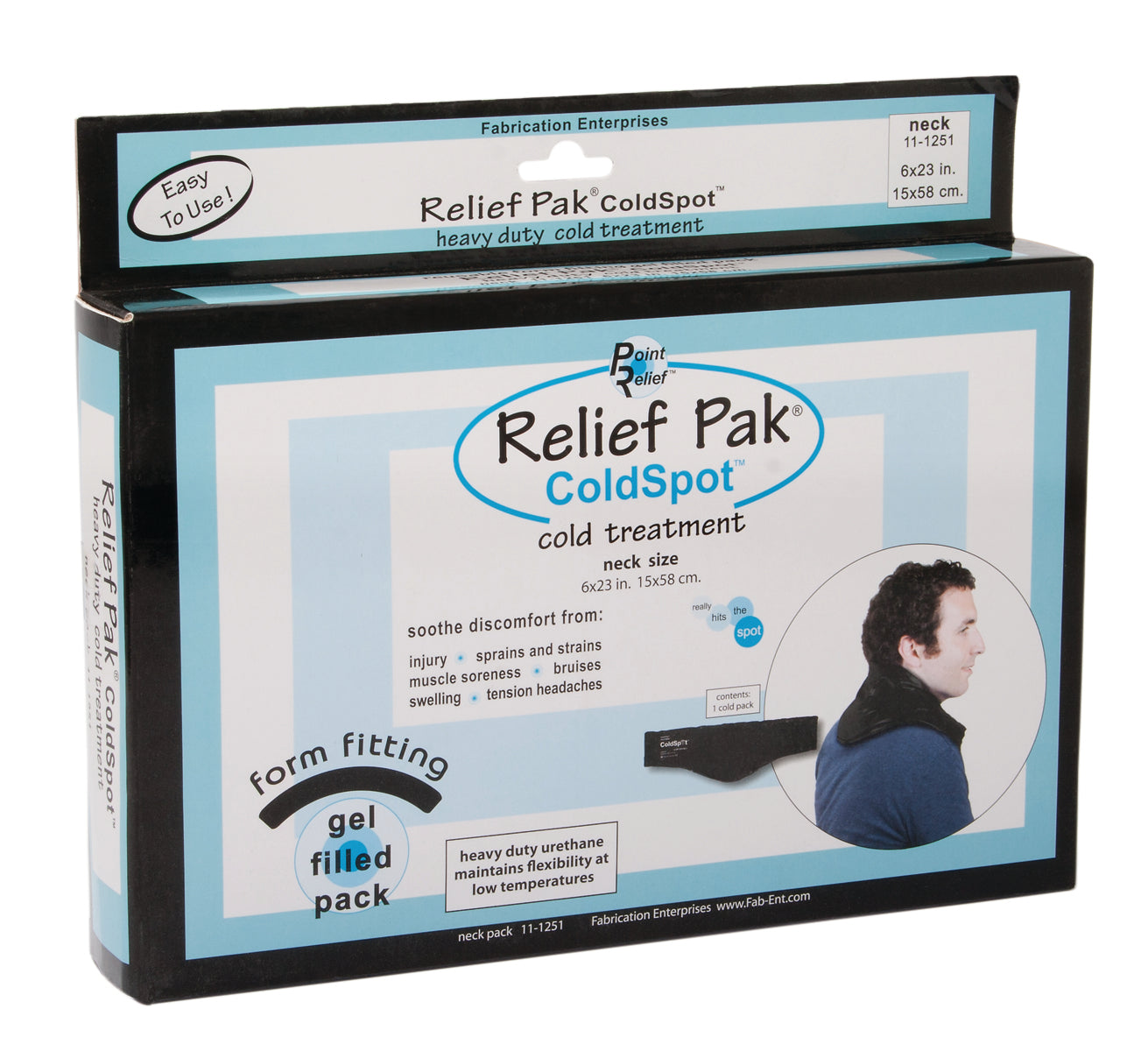 Relief Pak ColdSpot Black Urethane Pack - neck contour - 6" x 23" - Case of 12