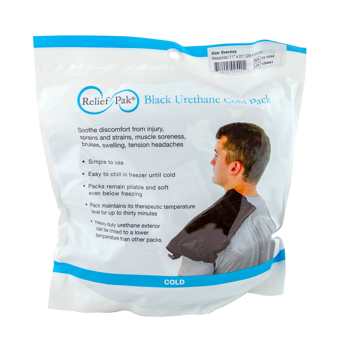 Relief Pak ColdSpot Black Urethane Pack - oversize - 11" x 21" - Case of 12