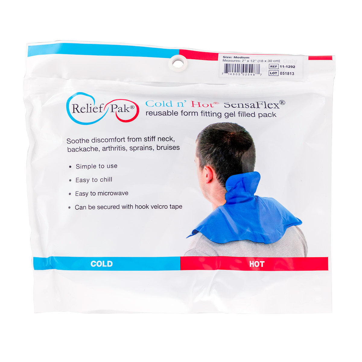 Relief Pak Cold n' Hot SensaFlex Compress, Medium (7" x 12")