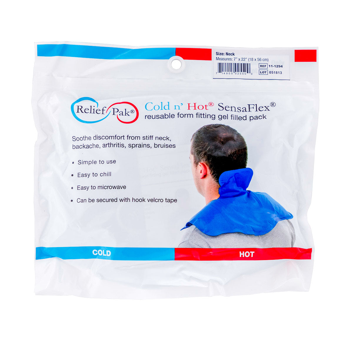 Relief Pak Cold n' Hot SensaFlex Compress, Neck Contour (7" x 22")