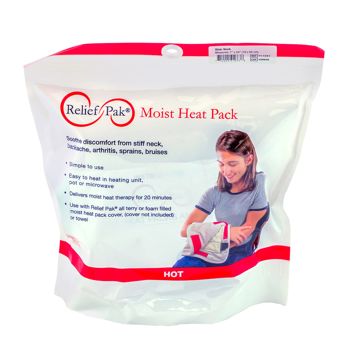 Relief Pak HotSpot Moist Heat Pack - neck contour - 7" x 24" long - Case of 12