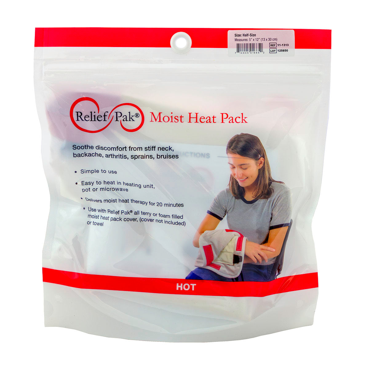 Relief Pak HotSpot Moist Heat Pack - half size - 5" x 12" - Case of 12