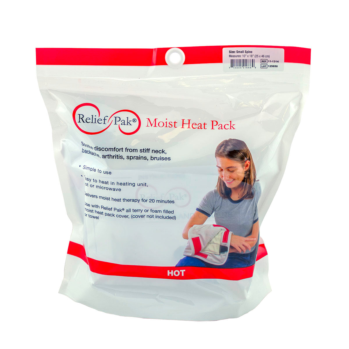 Relief Pak HotSpot Moist Heat Pack - spine-small size - 10" x 18" - Case of 12