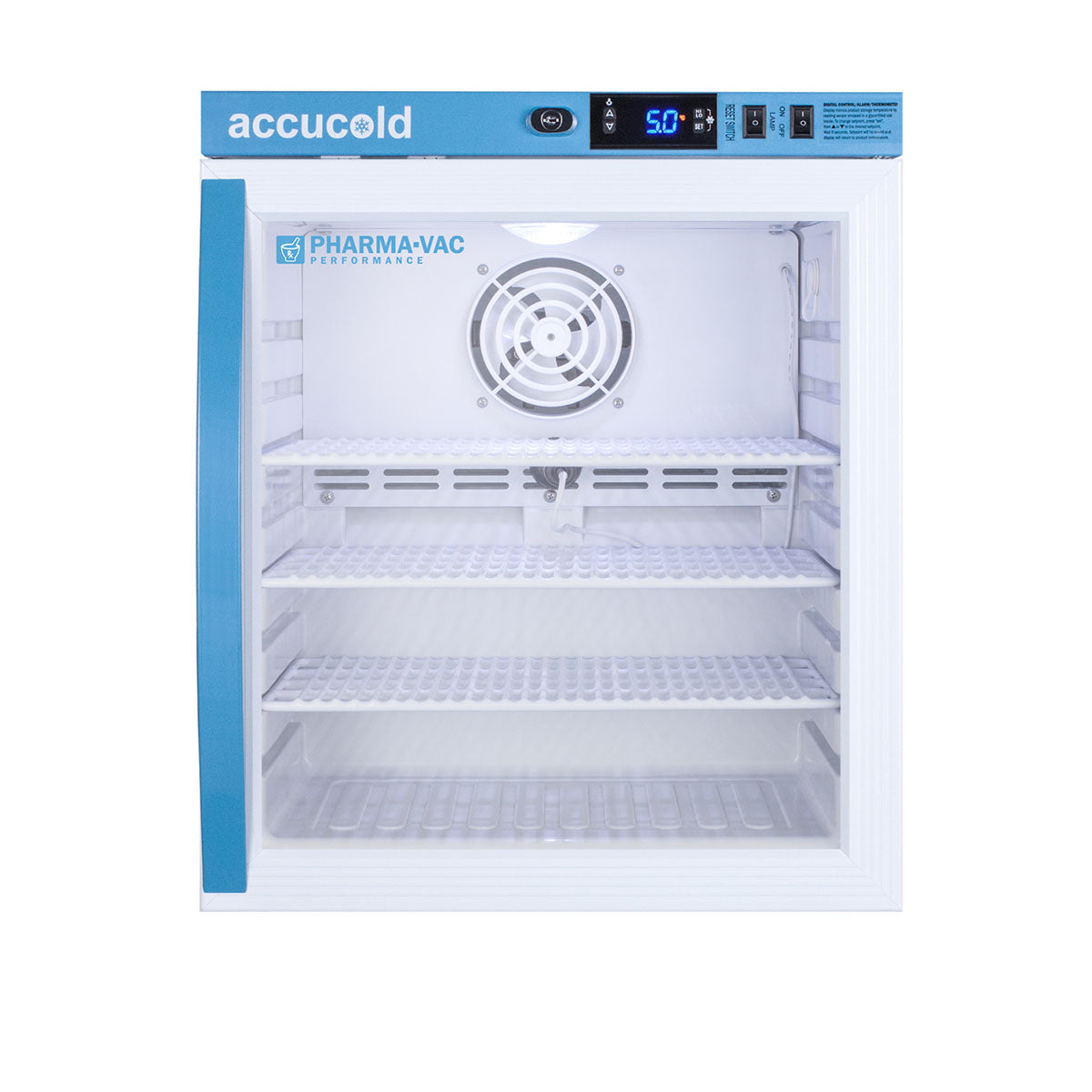 Accucold Compact Vaccine Refrigerator, Tempered Glass Door, 1 Cu.Ft.