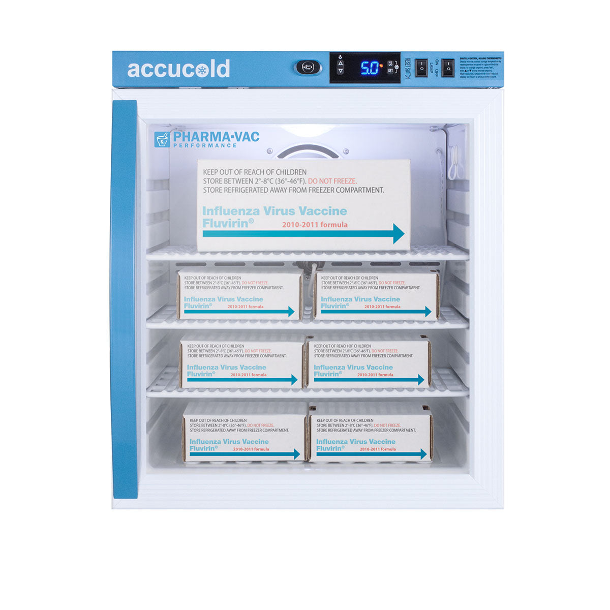 Accucold Compact Vaccine Refrigerator, Tempered Glass Door, 1 Cu.Ft.