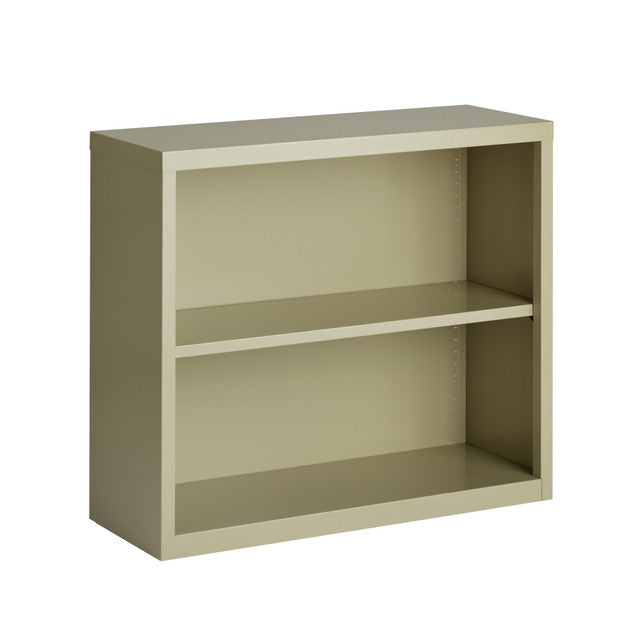 OfficeSource Steel Bookcase HIRSCH 2 Shelf Metal Bookcase, 30" High - Putty