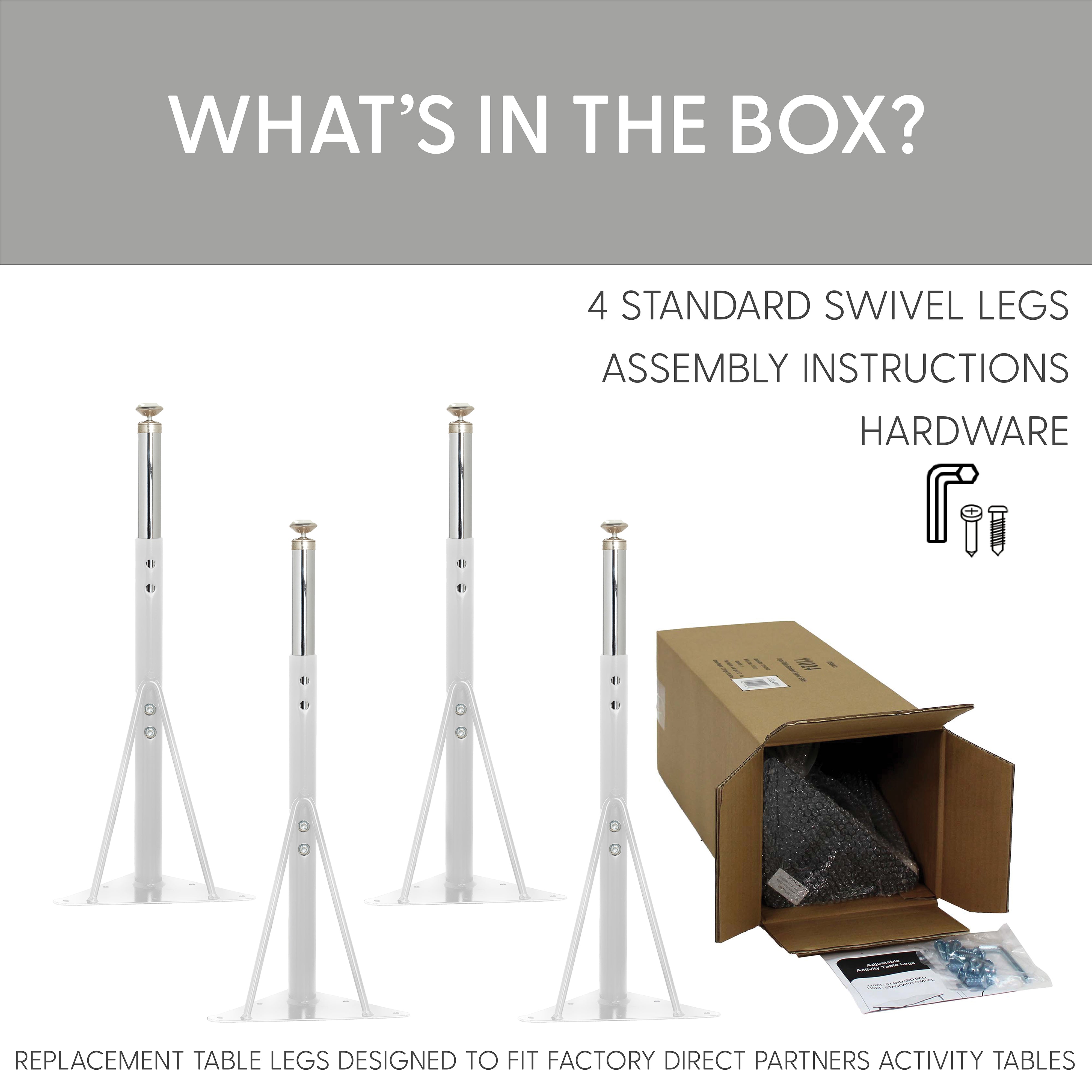 Legs Table 4 Standard Swivel Glide / White