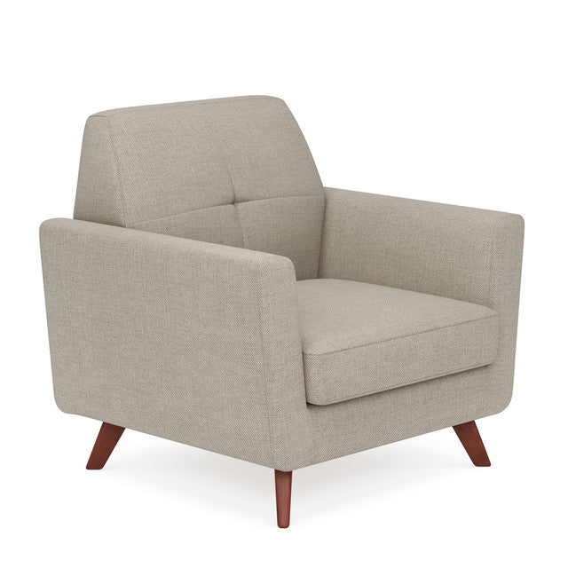 OfficeSource Partridge Club Chair with Light Wood Legs - Latte