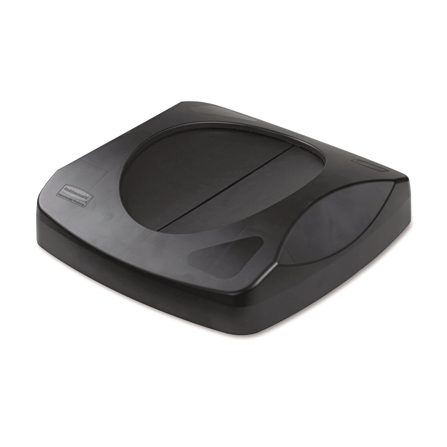 Rubbermaid Commercial Untouchable Swing Top Lid - Square - Black - 1 Each