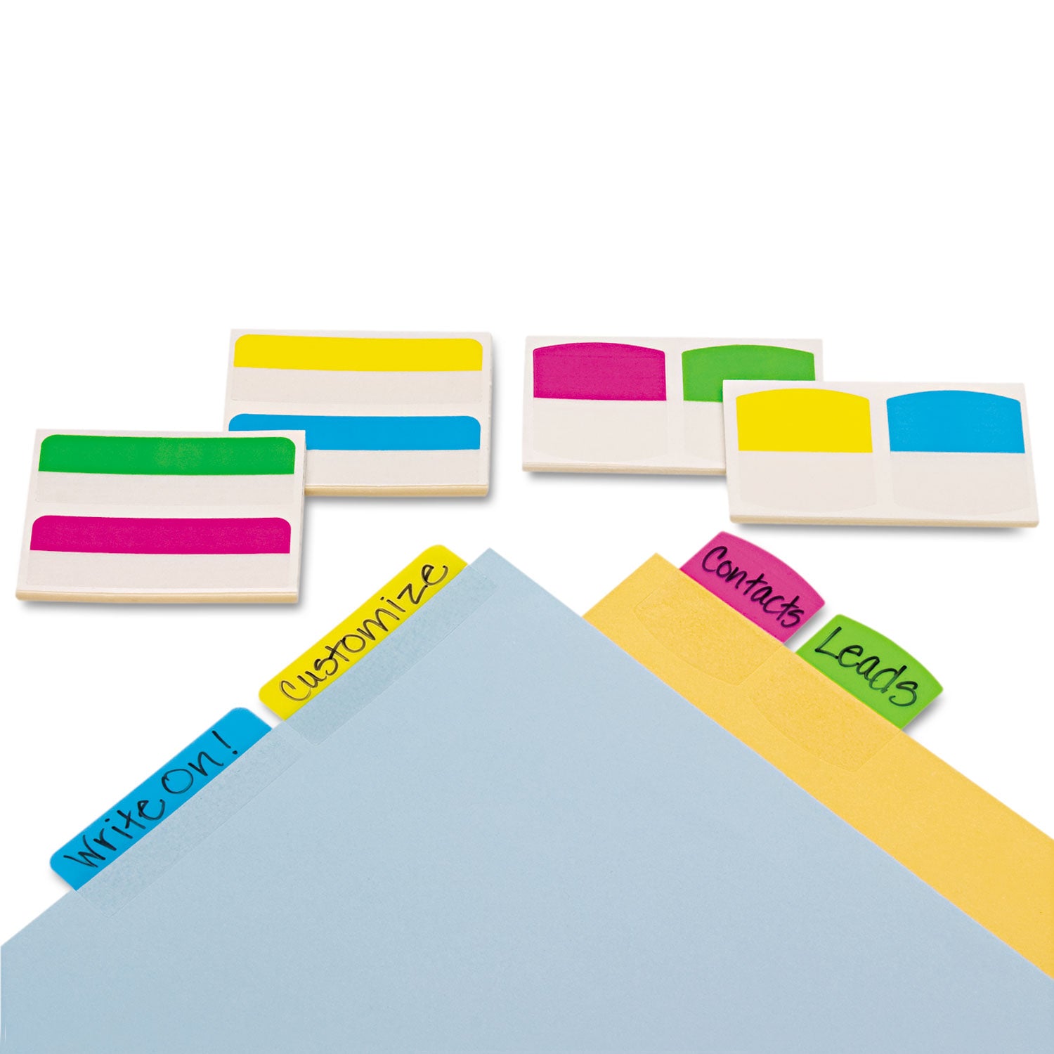 12 x Blue, 12 x Yellow, 12 x Magenta, 12 x Green - 2" Flag/Note Width x 11/16" Flag/Note Length - Rectangle - Assorted - Plastic - Removable, Self-adhesive - 1 Pack