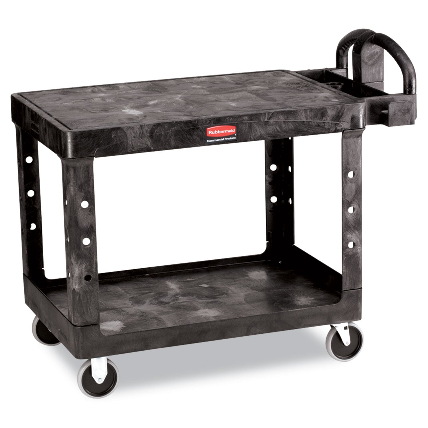 2 Shelf - Push Handle Handle - 500 lb Load Capacity - 4 Casters - 5" Caster Size - Foam, Resin, Polypropylene - 43.90" Length x 25.90" Width x 44" Depth x 33.30" Height - Black - 1 Each