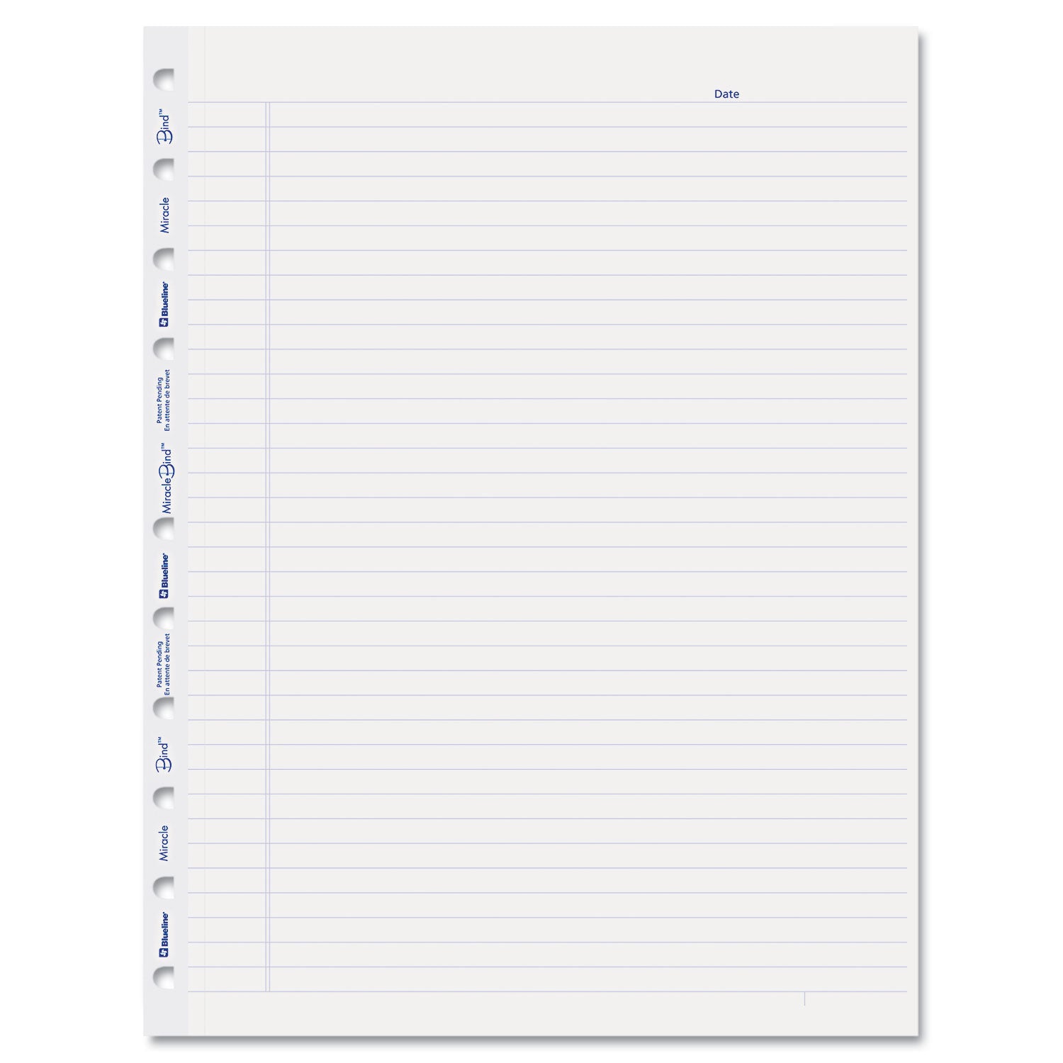 Miraclebind Ruled Paper Refill Sheets For All Miraclebind Notebooks And Planners, 11 X 9.06, White/blue Sheets, Undated