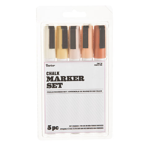 Darice Fine Tip Chalk Marker Set: Chic, 5 Pieces