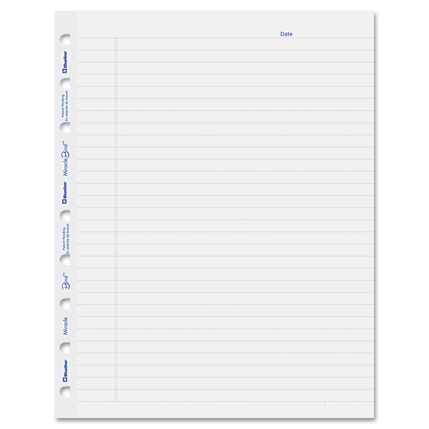 50 Sheets - 100 Pages - Ruled Margin - 9 1/4" x 7 1/4" Sheet Size - White Paper - Micro Perforated, Repositionable, Acid-free, Punched, Removable - Recycled - 50 Pack