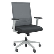 OfficeSource Oslo Mid Back Mesh Task Chair with Adjustable Arms - Light Gray Fabric