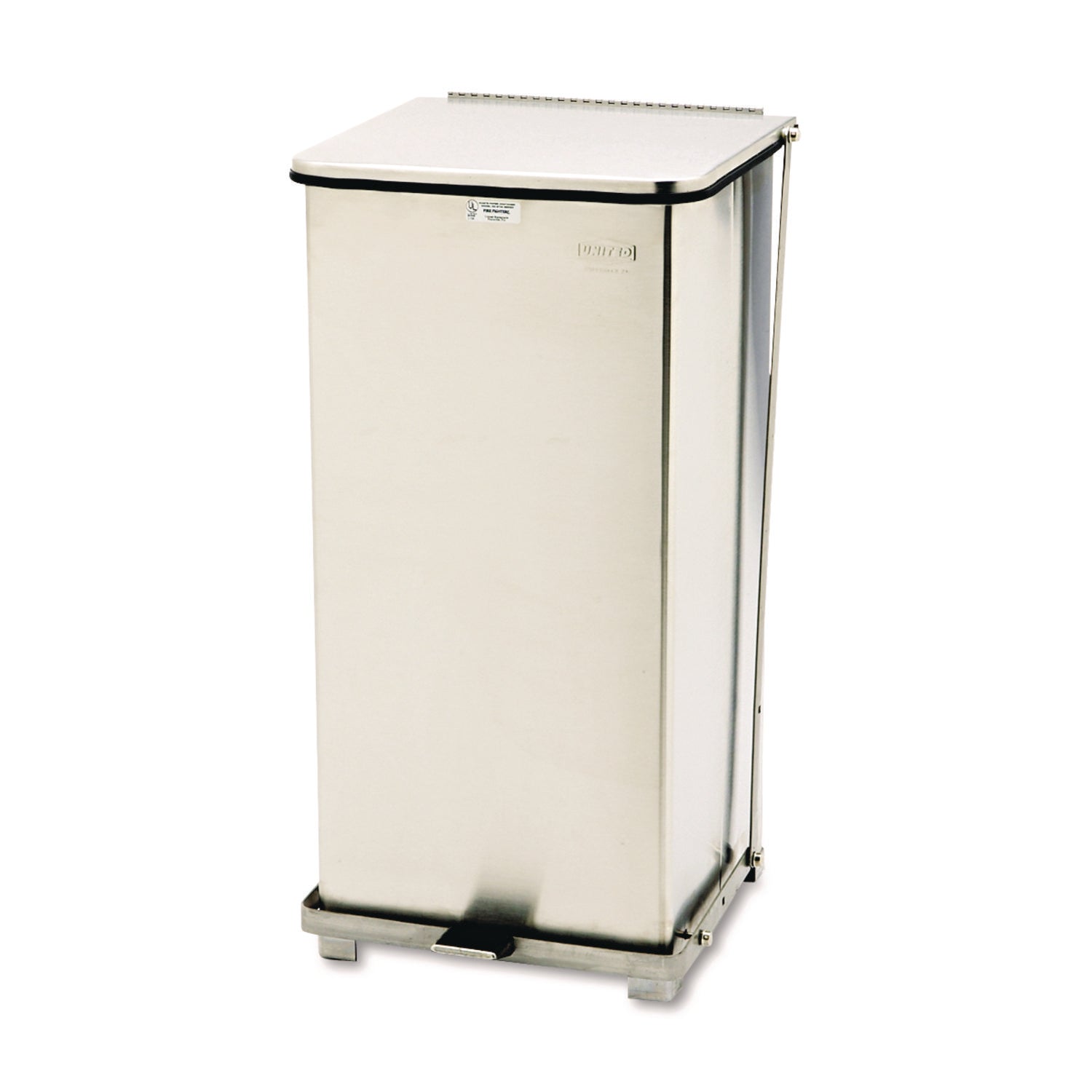 13 gal Capacity - Square - Foot Pedal, Fire-Safe, Leak Proof - 30" Height x 15" Width x 15" Depth - Steel - Stainless Steel - 1 Each