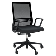 OfficeSource Oslo Mid-Back Mesh Conference Chair with Fixed Arms - Black Fabric