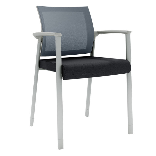 OfficeSource Oslo Mesh Back Stacking Guest Chair - Dark Gray Fabric w/ Light Gray Frame