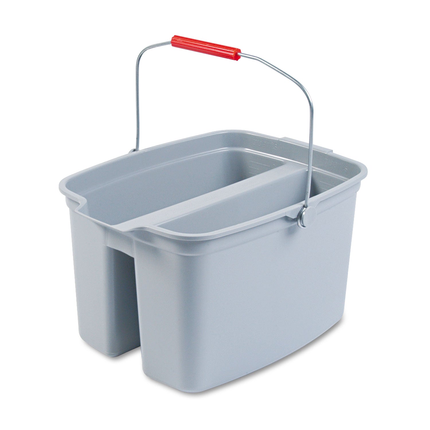 Rubbermaid Commercial 19 QT Double Pail - 4.75 gal - Dual Bucket, Handle - 17.8" x 18.1" - Plastic - Gray - 1 Each
