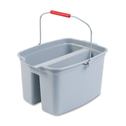 Rubbermaid Commercial 19 QT Double Pail - 4.75 gal - Dual Bucket, Handle - 17.8" x 18.1" - Plastic - Gray - 1 Each
