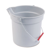 Rubbermaid Commercial Brute 10-quart Utility Bucket - 2.50 gal - Heavy Duty, Rust Resistant, Bend Resistant - 10.2" - Plastic, Steel, High-density Polyethylene (HDPE) - Gray, Nickel, Chrome - 1 Each