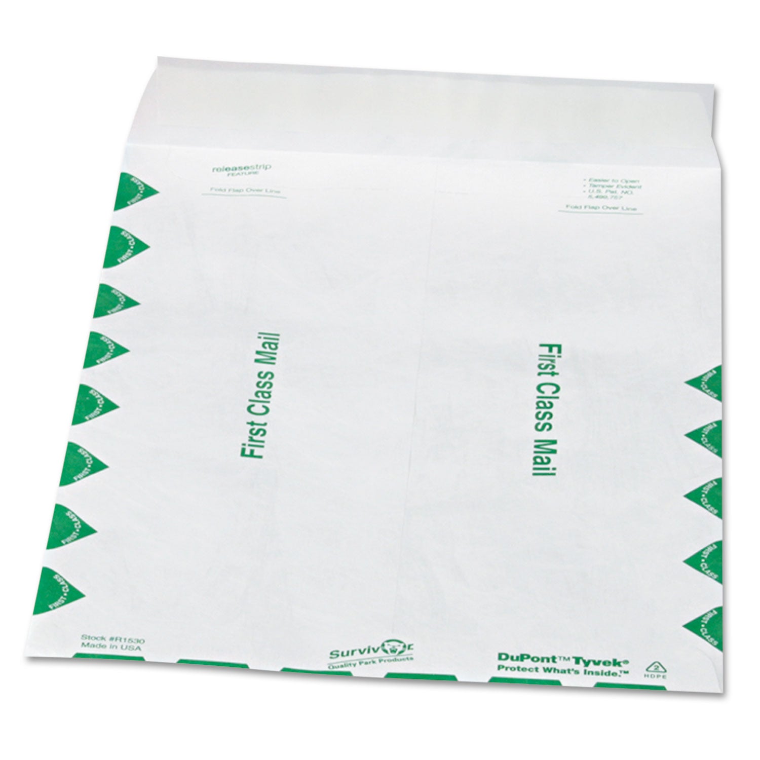 First Class Mail - #12 1/2 - 9 1/2" Width x 12 1/2" Length - 14 lb - Peel & Seal - White - Tyvek - 100 / Box