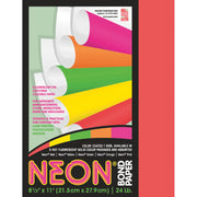 Pacon Neon Bond Paper 24 Lb. 100 Sheets 8-1/2"X11" Neon Red 104315