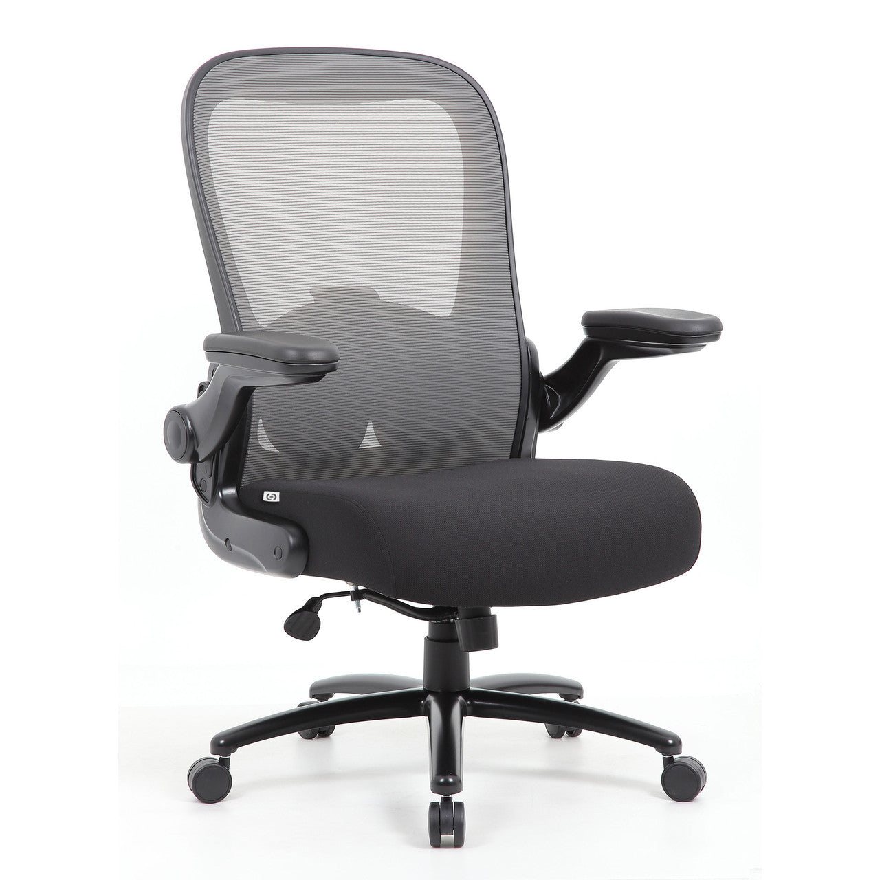 OfficeSource Ryde High Back Mesh Task Chair with Flip Arm - Gray Mesh w/ Black Seat