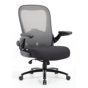 OfficeSource Ryde High Back Mesh Task Chair with Flip Arm - Gray Mesh w/ Black Seat
