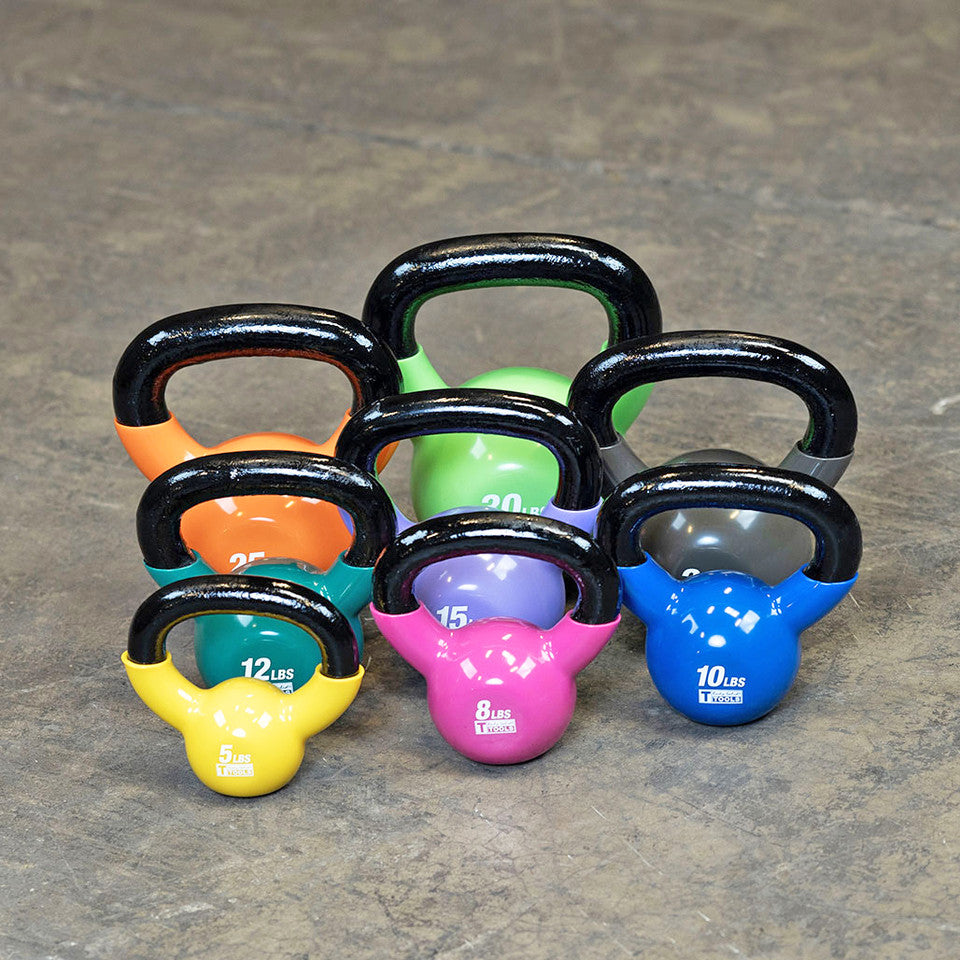 Vinyl Coated Kettle Bells Set One Each 5,8,10,12,15,20,25,30 Lbs