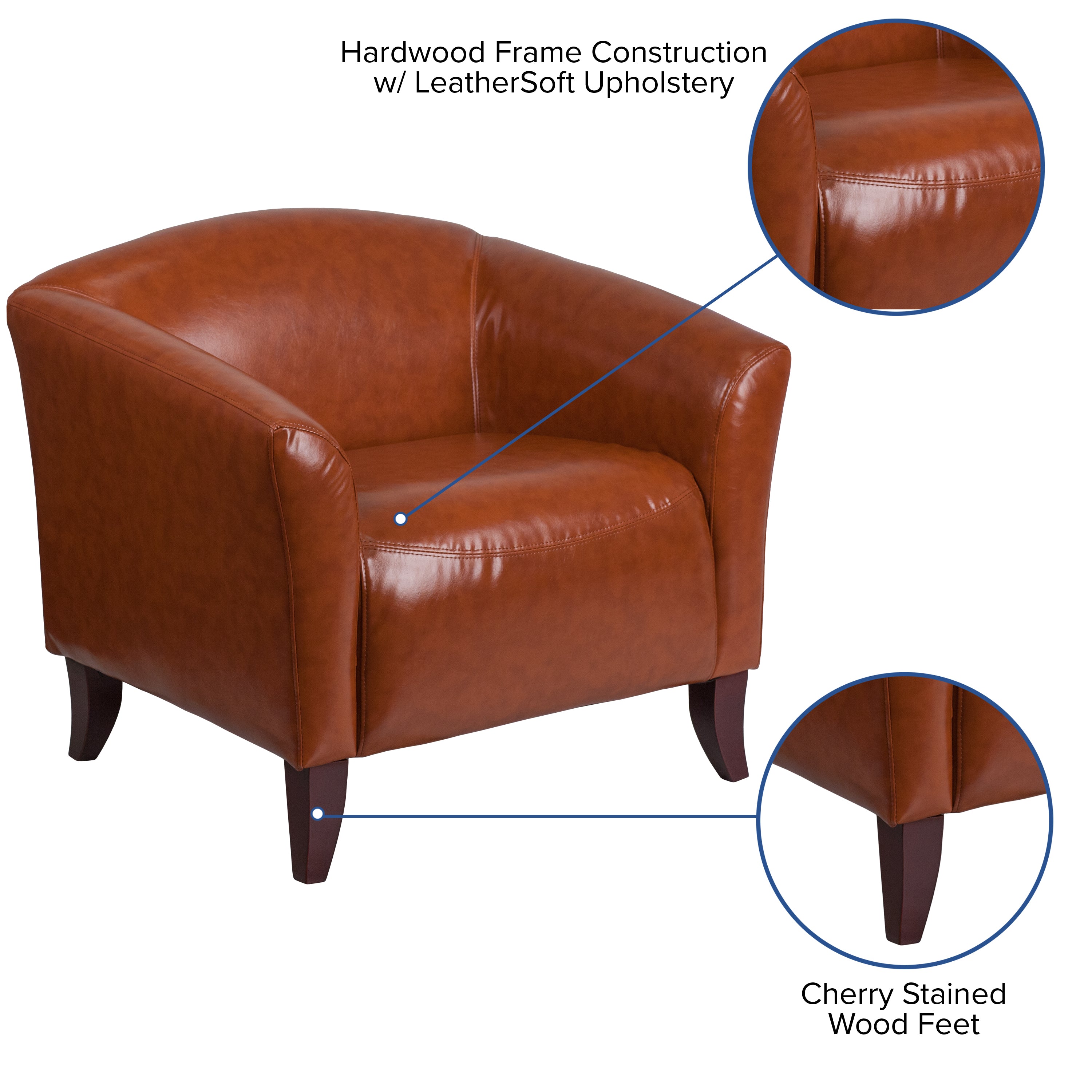 HERCULES Imperial Series Cognac LeatherSoft Chair