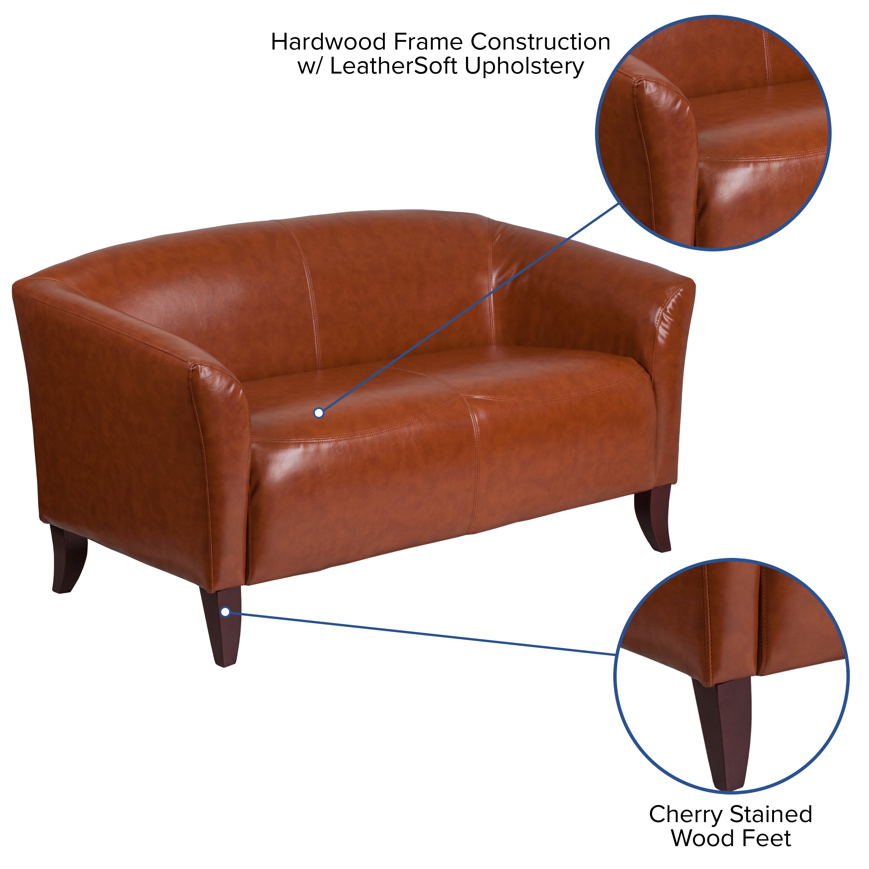 HERCULES Imperial Series Cognac LeatherSoft Loveseat