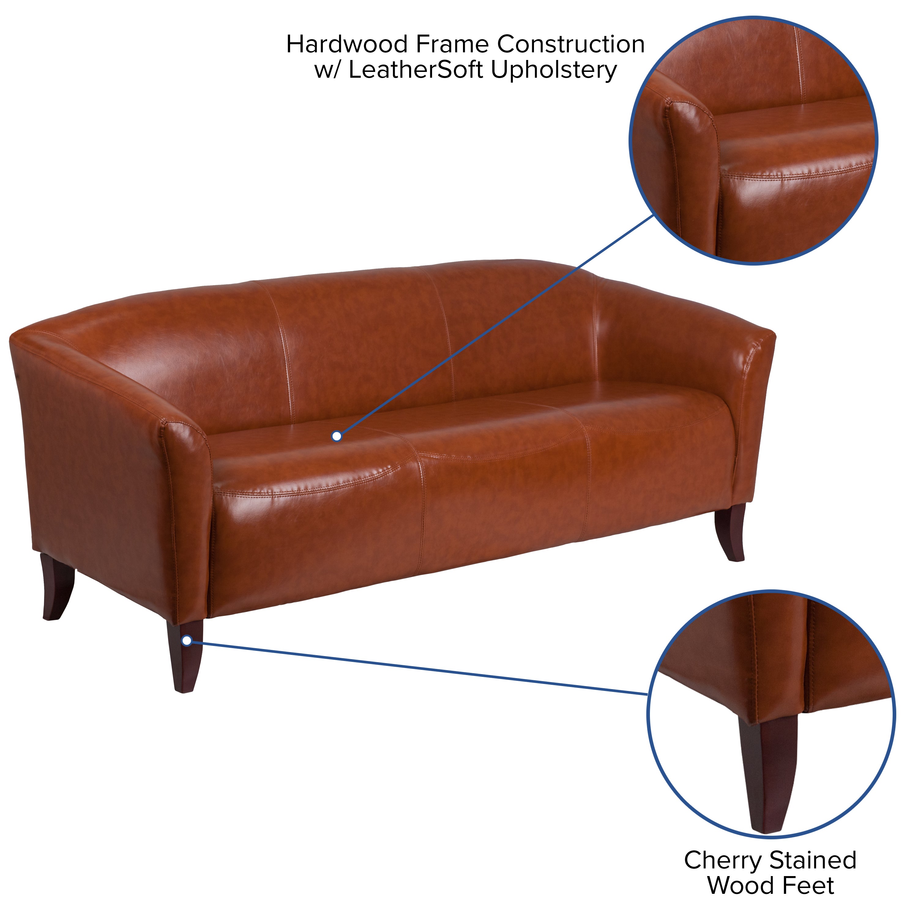 HERCULES Imperial Series Cognac LeatherSoft Sofa