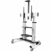 StarTech.com Rolling TV Cart/Stand on Wheels for 60-100inch Flat Screens up to 220lb (100kg) Height Adjustment Via Hand Crank Mobile/Portable Trolley
