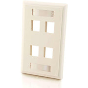 C2G 4 Socket Keystone Network/Multimedia Faceplate - 4 x Total Number of Socket(s) - 1-gang - Flush Mount - White - 1 Each