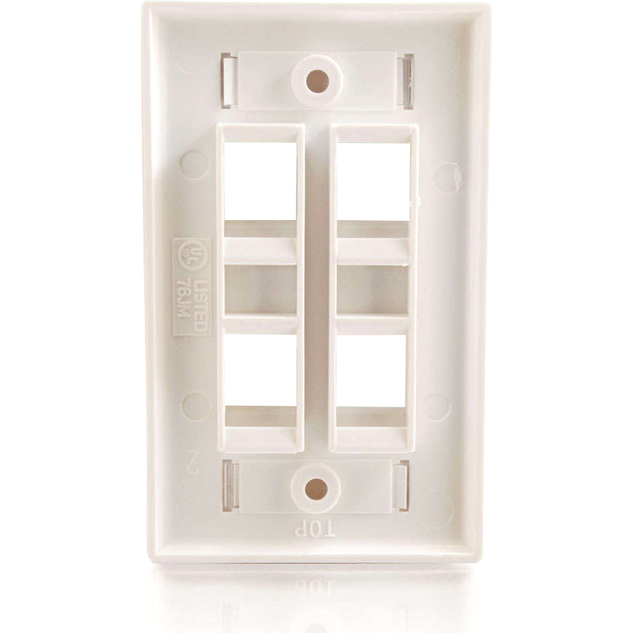 C2G 4 Socket Keystone Network/Multimedia Faceplate - 4 x Total Number of Socket(s) - 1-gang - Flush Mount - White - 1 Each