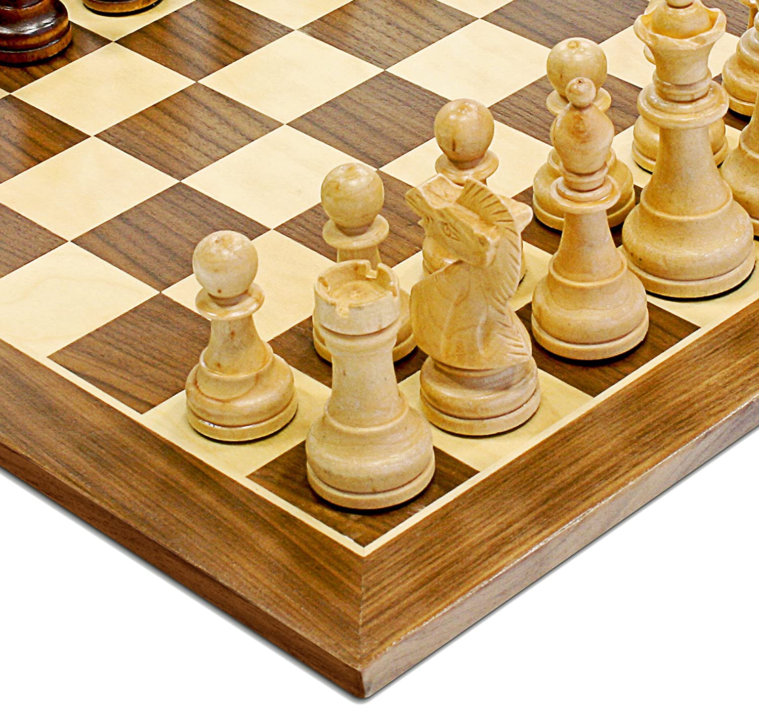 Classic Staunton Wood Chess Set, Wood Board 15 in., 3.75 in. King
