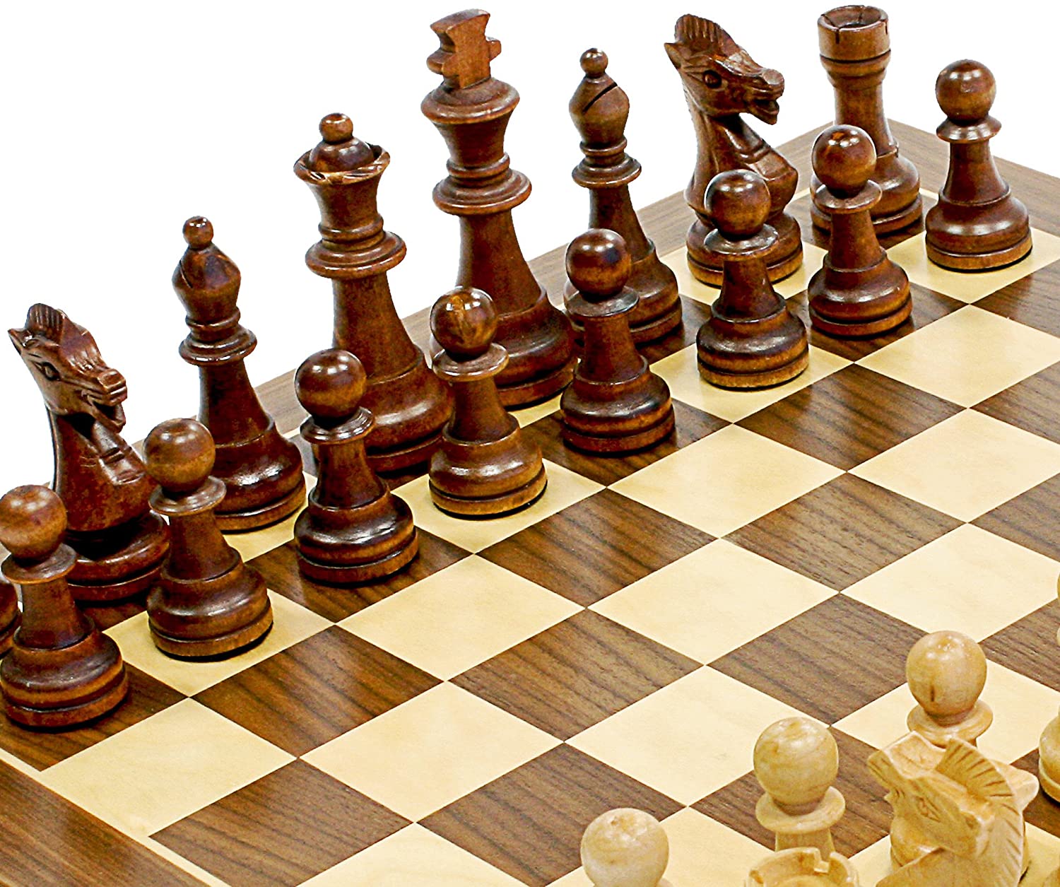 Classic Staunton Wood Chess Set, Wood Board 15 in., 3.75 in. King