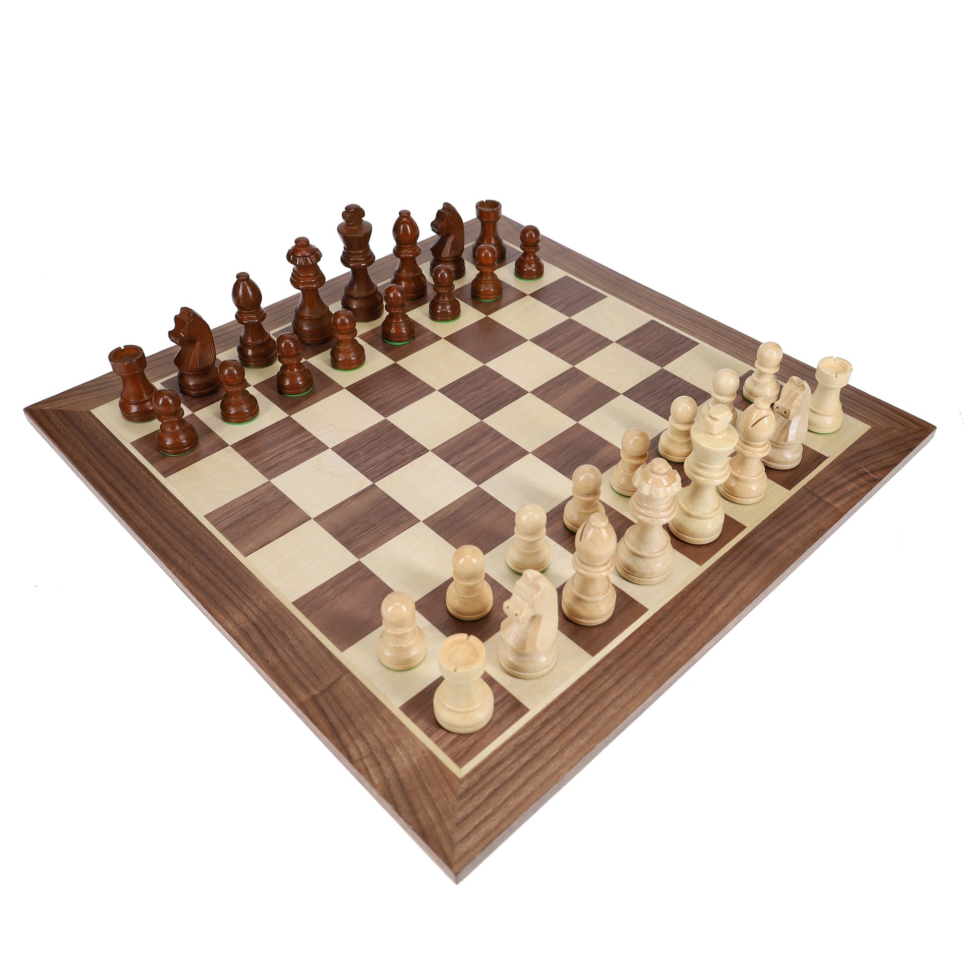 French Staunton Chess Set - Weighted Pieces & Walnut Wood Board 14.75 in.