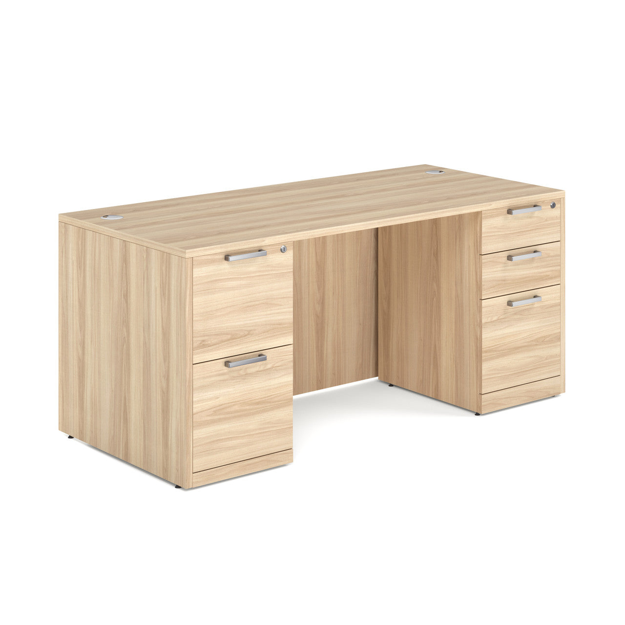 OfficeSource Laminate Double Full Pedestal Desk - 71'' x 36'' - American Elm