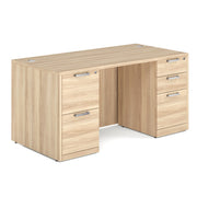 OfficeSource Laminate Double Full Pedestal Desk - 60" x 30" - American Elm