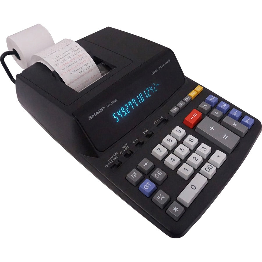 3.7 lps - Independent Memory, Sign Change, Backspace Key, Double Zero - AC Supply Powered - 3.1" Height x 8.7" Width x 12.9" Depth - Black - 1 Each