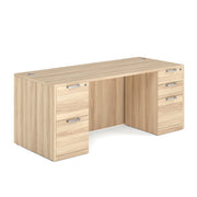 OfficeSource Laminate Double Full Pedestal Desk - 71'' x 30'' - American Elm