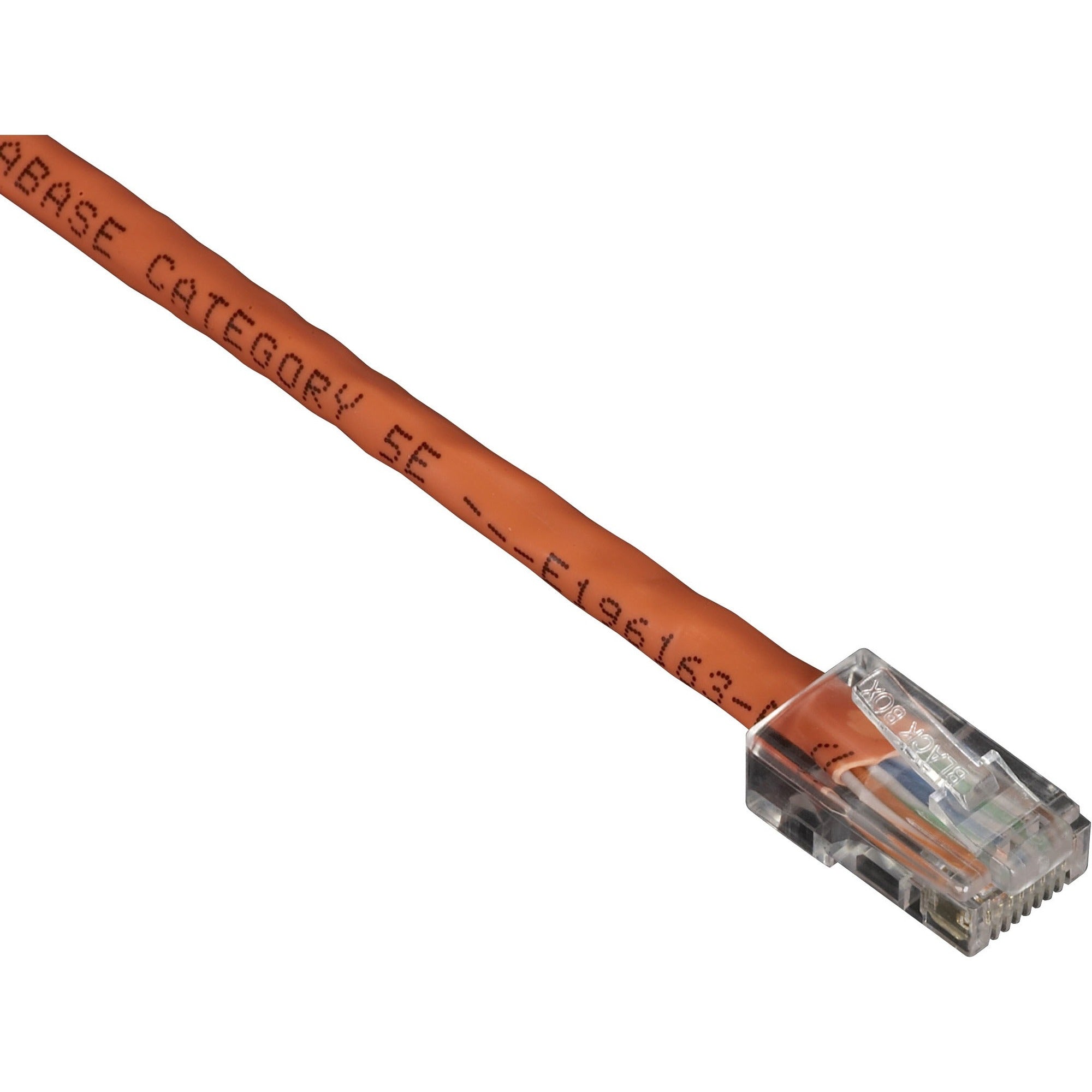 Black Box GigaBase Cat.5e UTP Patch Network Cable - 2 ft Category 5e Network Cable for Patch Panel, Wallplate, Network Device - First End: 1 x RJ-45 Network - Male - Second End: 1 x RJ-45 Network - Male - Patch Cable - CM - 24 AWG - Orange - 1 Each