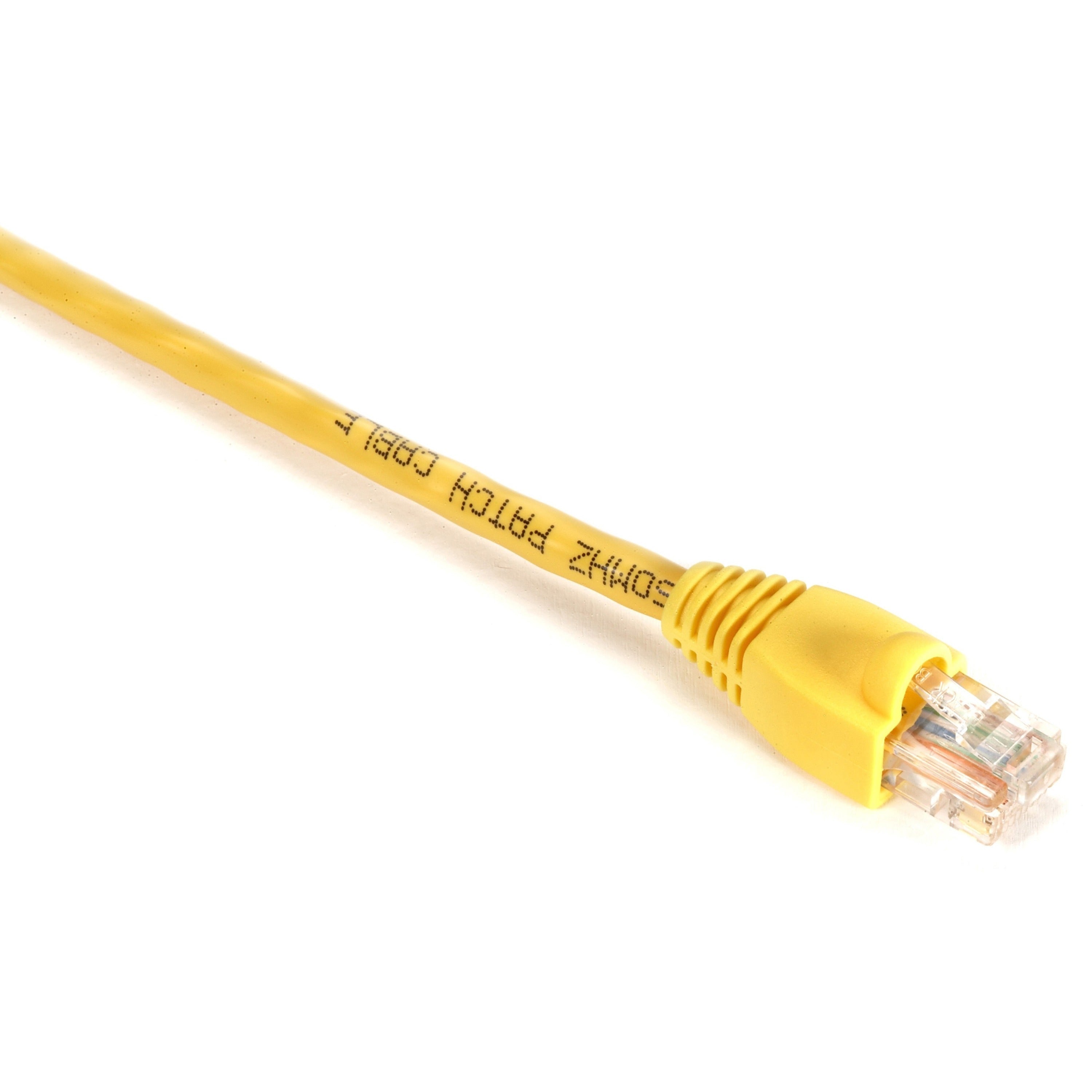Black Box GigaBase Cat.5e UTP Patch Network Cable, 1 ft, RJ-45 Male/Male, 24 AWG, Gold Plated Contacts, Snagless Boot, Yellow, 1 Each