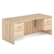 OfficeSource Laminate Double 3/4 Hanging Pedestal Desk - 71" x 30" - American Elm