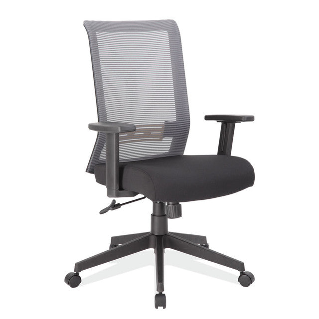 OfficeSource Interchangeable Mesh High Back Task Chair with Black Base - Gray Mesh Back with Black Fabric Seat