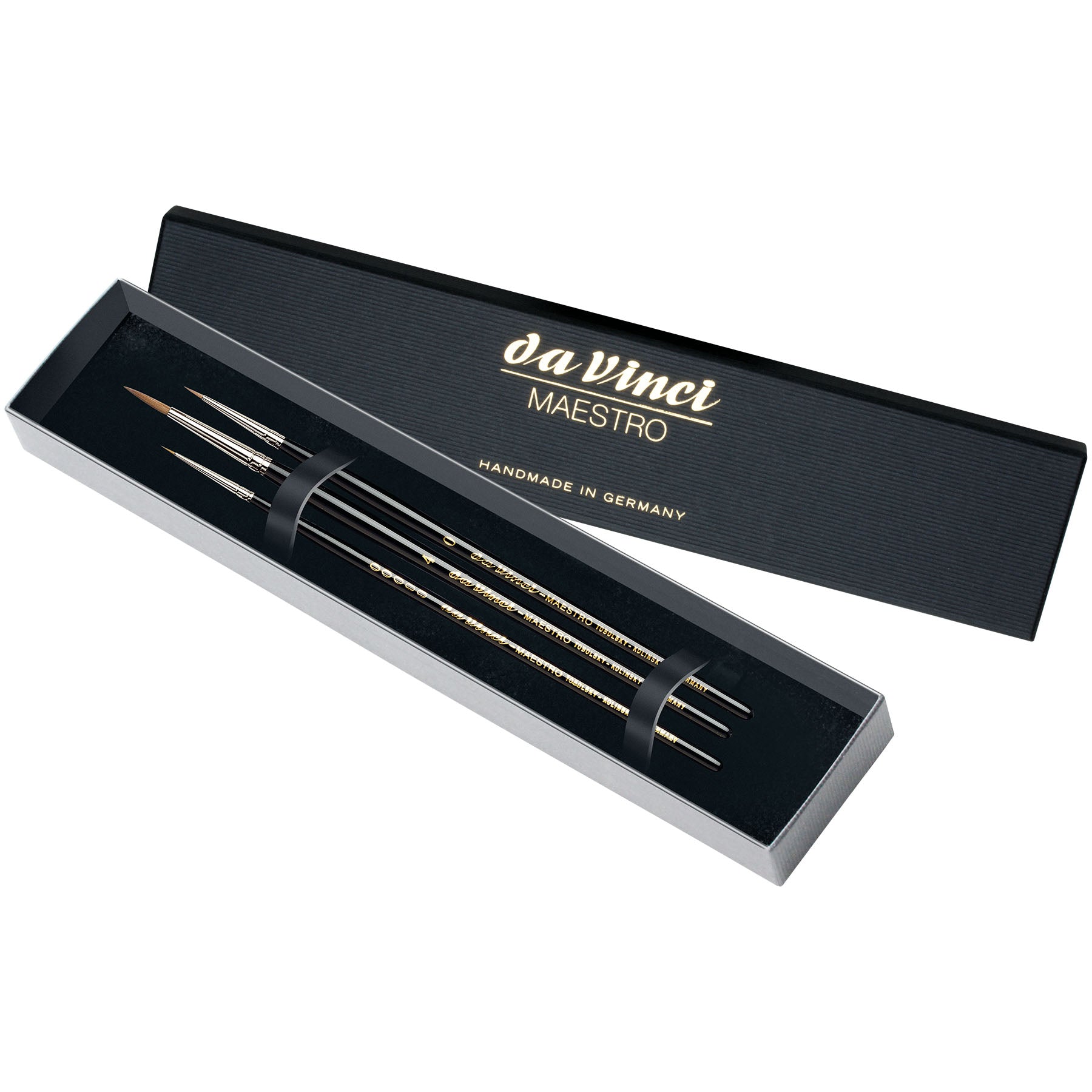MAESTRO Miniature Painting Brushes, Kolinsky Red Sable, Watercolor, Round, Series10, Assorted, 3 Brush Set in Gift Box