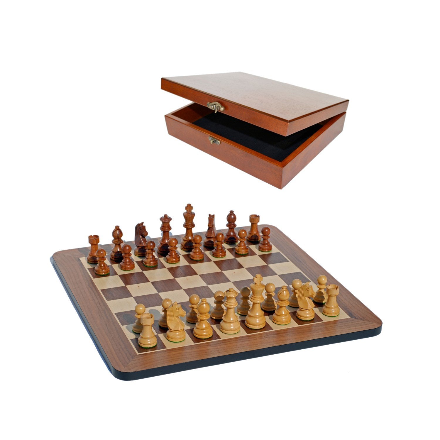 Grand Staunton Chess Set & Wooden Box – Tournament Size Weighted Pieces & Walnut Board – 19 in