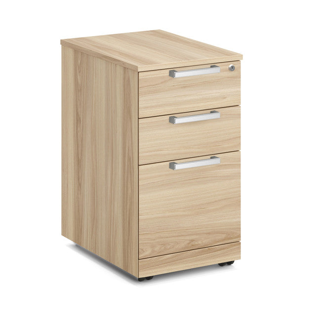 OfficeSource Laminate 3 Drawer Mobile Pedestal - Box/File - American Elm
